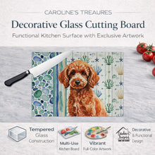 Load image into Gallery viewer, Toy Red Poodle Coastal Sea Glass Glass Cutting Board