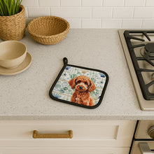 Load image into Gallery viewer, Toy Red Poodle Coastal Sea Glass Pair of Pot Holders