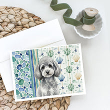 Load image into Gallery viewer, Toy Silver Poodle Coastal Sea Glass Greeting Cards Pack of 8