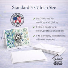 Load image into Gallery viewer, Toy Silver Poodle Coastal Sea Glass Greeting Cards Pack of 8