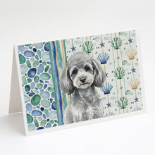 Load image into Gallery viewer, Toy Silver Poodle Coastal Sea Glass Greeting Cards Pack of 8