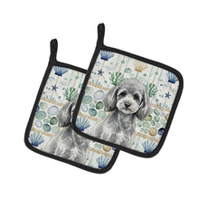Load image into Gallery viewer, Toy Silver Poodle Coastal Sea Glass Pair of Pot Holders