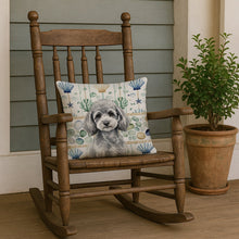 Load image into Gallery viewer, Toy Silver Poodle Coastal Sea Glass Throw Pillow