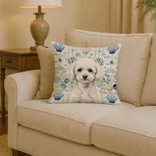 Load image into Gallery viewer, Toy White Poodle Coastal Sea Glass Throw Pillow