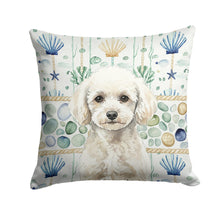 Load image into Gallery viewer, Toy White Poodle Coastal Sea Glass Throw Pillow