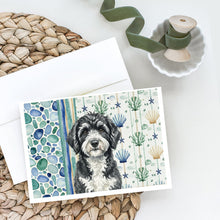 Load image into Gallery viewer, Portuguese Water Dog Coastal Sea Glass Greeting Cards Pack of 8