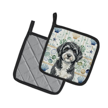 Load image into Gallery viewer, Portuguese Water Dog Coastal Sea Glass Pair of Pot Holders