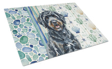 Load image into Gallery viewer, Black Portuguese Water Dog Coastal Sea Glass Glass Cutting Board