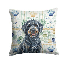 Load image into Gallery viewer, Black Portuguese Water Dog Coastal Sea Glass Throw Pillow