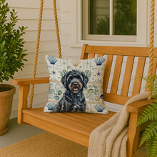 Load image into Gallery viewer, Black Portuguese Water Dog Coastal Sea Glass Throw Pillow