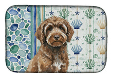 Load image into Gallery viewer, Brown Portuguese Water Dog Coastal Sea Glass Dish Drying Mat