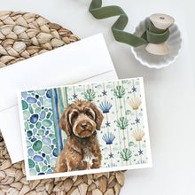 Load image into Gallery viewer, Brown Portuguese Water Dog Coastal Sea Glass Greeting Cards Pack of 8
