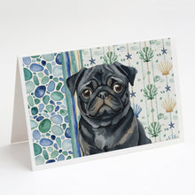 Load image into Gallery viewer, Black Pug Coastal Sea Glass Greeting Cards Pack of 8