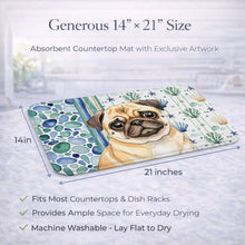Load image into Gallery viewer, Fawn Pug Coastal Sea Glass Dish Drying Mat