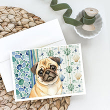 Load image into Gallery viewer, Fawn Pug Coastal Sea Glass Greeting Cards Pack of 8