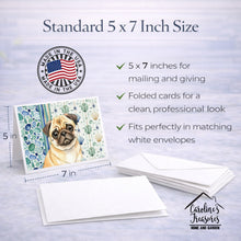 Load image into Gallery viewer, Fawn Pug Coastal Sea Glass Greeting Cards Pack of 8