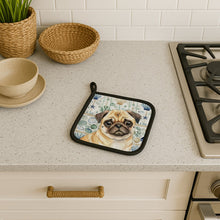 Load image into Gallery viewer, Fawn Pug Coastal Sea Glass Pair of Pot Holders