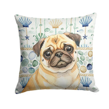 Load image into Gallery viewer, Fawn Pug Coastal Sea Glass Throw Pillow