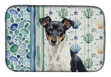 Load image into Gallery viewer, Black and White Rat Terrier Coastal Sea Glass Dish Drying Mat