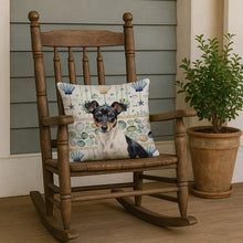 Load image into Gallery viewer, Black and White Rat Terrier Coastal Sea Glass Throw Pillow