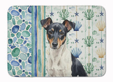 Load image into Gallery viewer, Black and White Rat Terrier Coastal Sea Glass Memory Foam Kitchen Mat