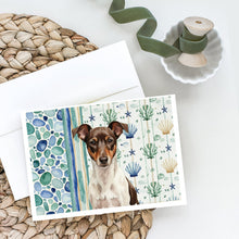 Load image into Gallery viewer, Chocolate and White Rat Terrier Coastal Sea Glass Greeting Cards Pack of 8