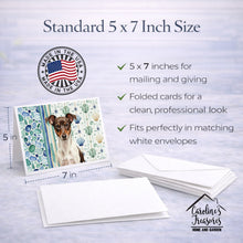 Load image into Gallery viewer, Chocolate and White Rat Terrier Coastal Sea Glass Greeting Cards Pack of 8