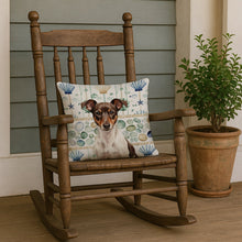 Load image into Gallery viewer, Chocolate and White Rat Terrier Coastal Sea Glass Throw Pillow
