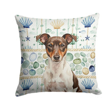 Load image into Gallery viewer, Chocolate and White Rat Terrier Coastal Sea Glass Throw Pillow