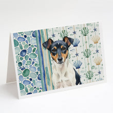 Load image into Gallery viewer, Tricolor Rat Terrier Coastal Sea Glass Greeting Cards Pack of 8