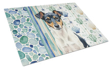 Load image into Gallery viewer, Tricolor Rat Terrier Coastal Sea Glass Glass Cutting Board