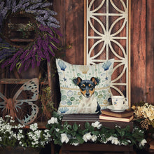 Load image into Gallery viewer, Tricolor Rat Terrier Coastal Sea Glass Throw Pillow