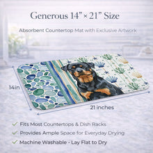 Load image into Gallery viewer, Rottweiler Coastal Sea Glass Dish Drying Mat
