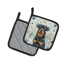 Load image into Gallery viewer, Rottweiler Coastal Sea Glass Pair of Pot Holders