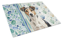 Load image into Gallery viewer, Tricolor Russell Terrier Coastal Sea Glass Glass Cutting Board