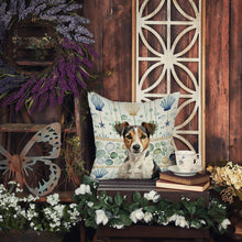 Load image into Gallery viewer, Tricolor Russell Terrier Coastal Sea Glass Throw Pillow