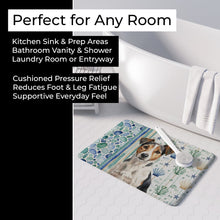 Load image into Gallery viewer, Tricolor Russell Terrier Coastal Sea Glass Memory Foam Kitchen Mat