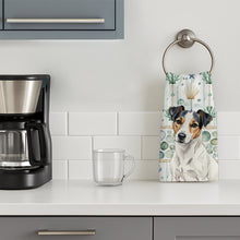 Load image into Gallery viewer, White with Black Markings Russell Terrier Coastal Sea Glass Kitchen Towel