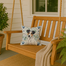 Load image into Gallery viewer, White with Black Markings Russell Terrier Coastal Sea Glass Throw Pillow