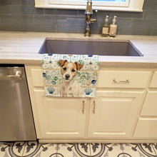 Load image into Gallery viewer, White with Tan Markings Russell Terrier Coastal Sea Glass Kitchen Towel