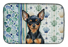 Load image into Gallery viewer, Black and Tan Russian Toy Coastal Sea Glass Dish Drying Mat