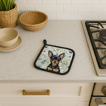 Load image into Gallery viewer, Black and Tan Russian Toy Coastal Sea Glass Pair of Pot Holders