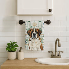 Load image into Gallery viewer, Brindle and White Saint Bernard Coastal Sea Glass Kitchen Towel