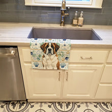 Load image into Gallery viewer, Brindle and White Saint Bernard Coastal Sea Glass Kitchen Towel
