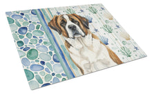 Load image into Gallery viewer, Brindle and White Saint Bernard Coastal Sea Glass Glass Cutting Board
