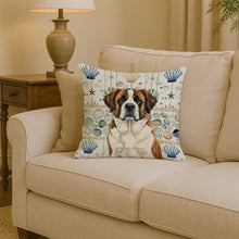 Load image into Gallery viewer, Brindle and White Saint Bernard Coastal Sea Glass Throw Pillow