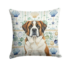 Load image into Gallery viewer, Brindle and White Saint Bernard Coastal Sea Glass Throw Pillow