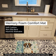 Load image into Gallery viewer, Brindle and White Saint Bernard Coastal Sea Glass Memory Foam Kitchen Mat