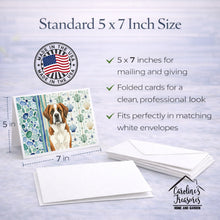 Load image into Gallery viewer, Brown and White Saint Bernard Coastal Sea Glass Greeting Cards Pack of 8