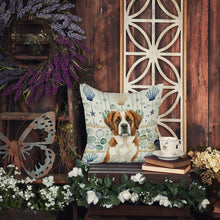 Load image into Gallery viewer, Brown and White Saint Bernard Coastal Sea Glass Throw Pillow